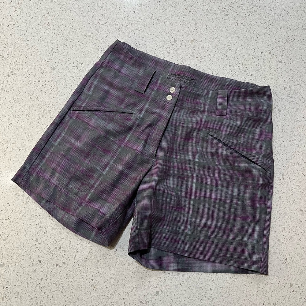 Nike Golf Plaid Shorts in Gray and Purple